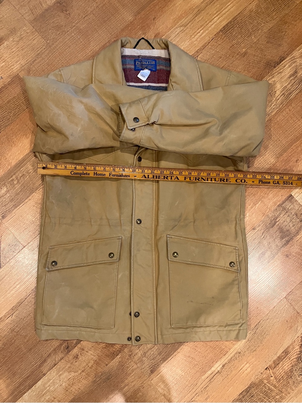 Rare Pendleton Men's Sandstone Canvas Field Jacket with Patterned Lining